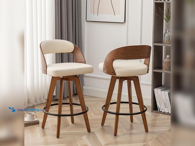 Lot 49-3480456 - (2) MEKLIBA Barstools, Set of 2 Counter Height Bar Stools for Kitchen Island, 26.8 Inch H Modern Uph...