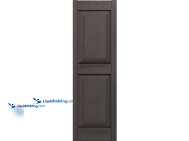 Lot 49-5581959 - Builders Edge 14.75 in. x 63 in. Raised Panel Vinyl Exterior Shutters Pair in Musket Brown Model # 0...