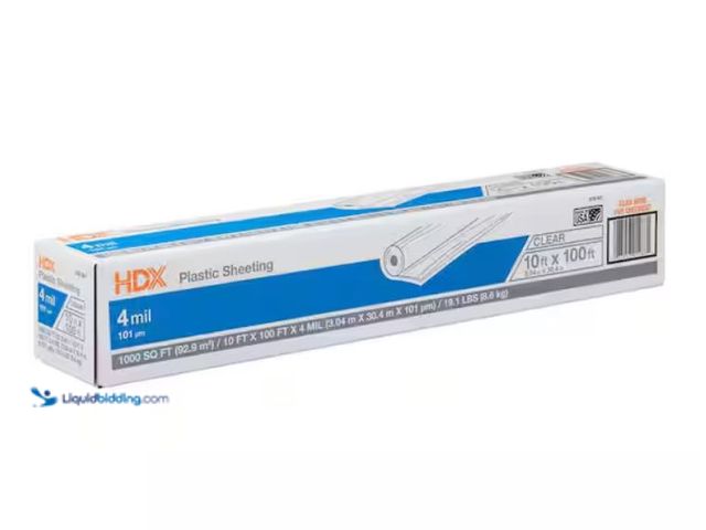 Lot 49-3614891 - APPROX. 10 ft. x 100 ft. of HDX Clear 4 mil Plastic Sheeting, Model # CFHD0410C, Used, Scuffs/Scratc...