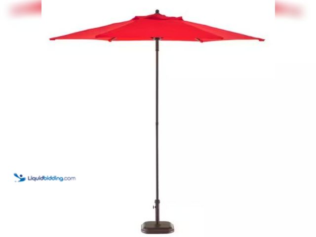 Lot 49-2022321 - StyleWell 7.5 ft. Steel Market Outdoor Patio Umbrella in Ruby Red, Model # UTS00203E-Ruby, Unused.  ...