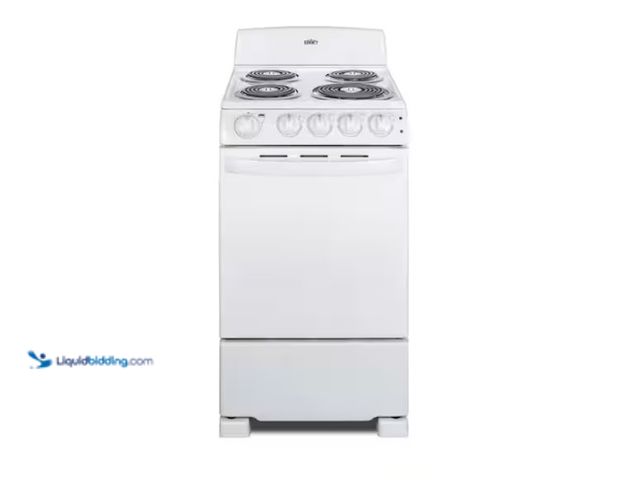 Lot 49-5574207 - Summit Appliance
20 in. 2.3 cu. ft. Electric Range in White. Store SKU # 1006405912. Unused.