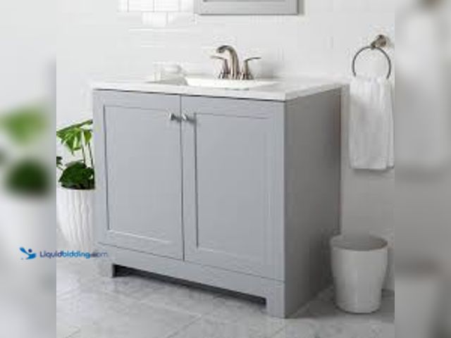 Lot 49-5415384 - Glacier Bay 36 in. Single Sink Bath Pearl Gray Vanity with Cultured Marble Top (Assembled). Model # ...