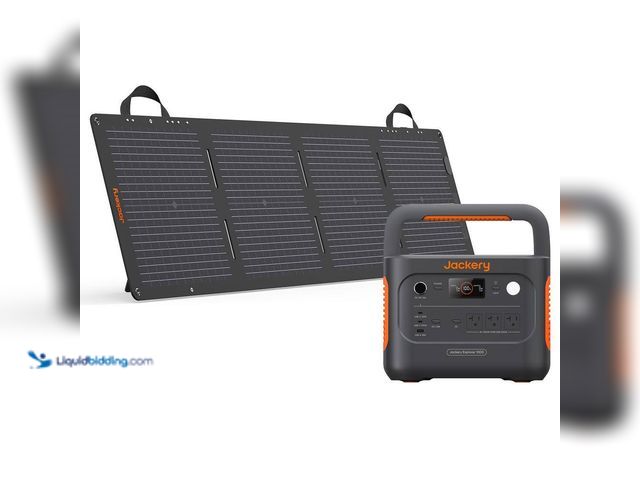 Lot 49-5425639 - Jackery 1500-Watt Output/3000-Watt Peak Push Button Start Solar Generator 1000V2 with 1-Solar Panel ...