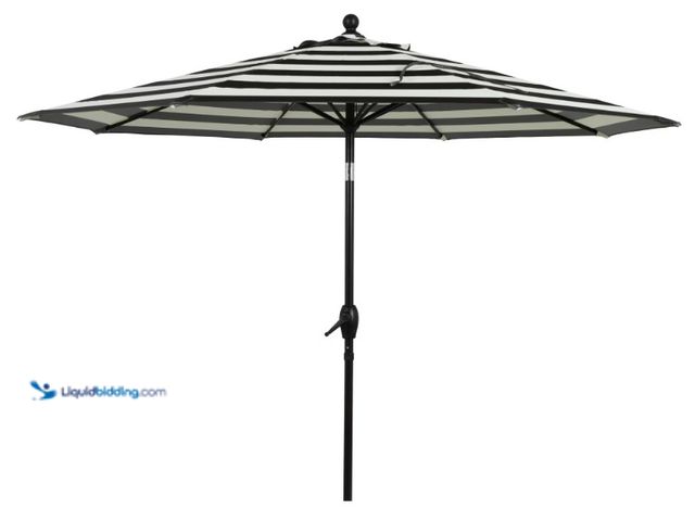 Lot 49-1625805 - Better Homes & Gardens Premium 9' Stripe Round Market Patio Umbrella, Crank Lift, 3-Angle Tilt, Mode...