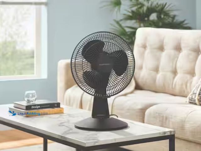 Lot 49-1623598 - Hampton Bay 12 in. 3-Speed Oscillating Personal Desk Fan with Tiltable Head in Black, Model # FT30-2...