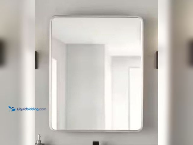 Lot 49-1514911 - Glacier Bay 24 in. W x 30 in. H Rounded Corner Rectangular Brushed Nickel Medicine Cabinet with Mirr...