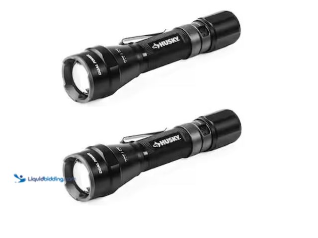 Lot 49-3614450 - Lot of (2) Husky 1800 Lumens Dual Power LED Rechargeable Tactical Focusing Flashlight, Model # PVL-F...