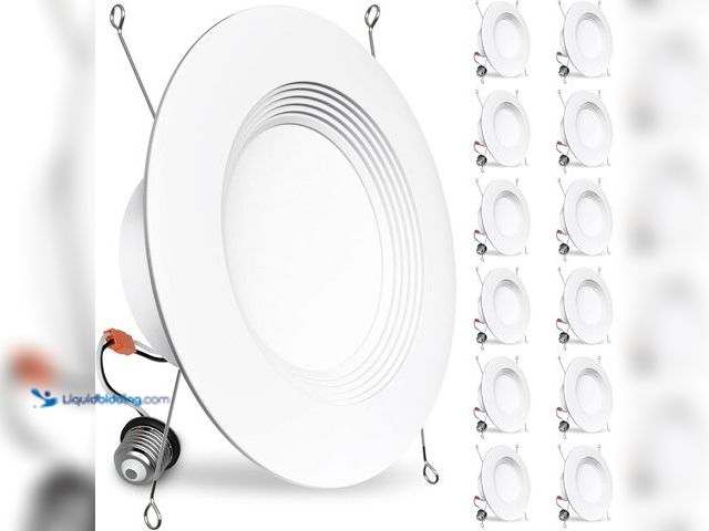 Lot 49-5453698 - BBOUNDER 12 Pack 5/6 Inch LED Recessed Downlight, Baffle Trim, Dimmable, 12.5W=100W, 5000K Daylight,...