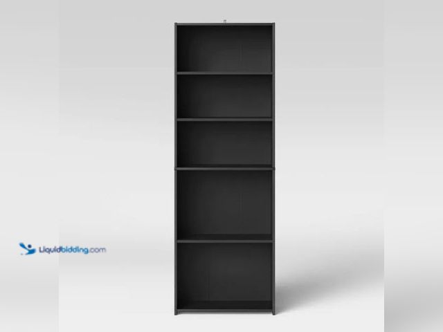 Lot 49-5552255 - 5 Shelf Dorm Bookcase Black - Room Essentials: Adjustable, Open Storage, Modern Style,Tall. UPC: 492...