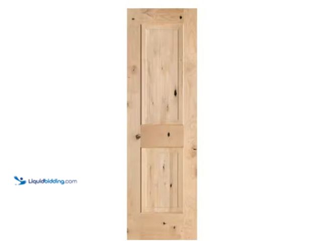 Lot 49-2025252 - Krosswood Doors 24 in. x 80 in. Rustic Knotty Alder 2-Panel Square Top Solid Wood Stainable Interior...