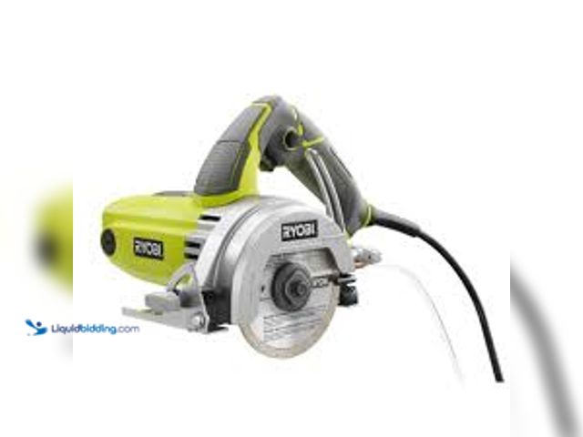 Lot 49-5459384 - RYOBI 12 -Amps 4 in. Blade Corded Wet Tile Saw. Model # TC401. Used and dirty. Rust on blade.