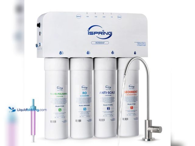 Lot 49-3515921 - iSpring RO5004F Reverse Osmosis Water Filter with UV, 500 GPD RO System Under Sink, 2:1 Pure to Drai...