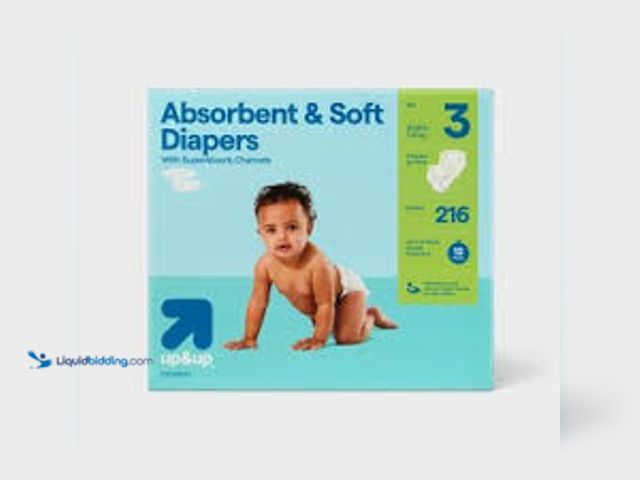 Lot 49-5546308 - up&up Disposable Diapers - Size 3 - 216ct Model:086679510279 new. Box damaged.