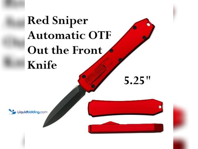 Lot 49-1616318 - Red Sniper Automatic OTF Out the Front Knife 5.25" with Drop Point Dagger Blade - NEW - The Red Auto...