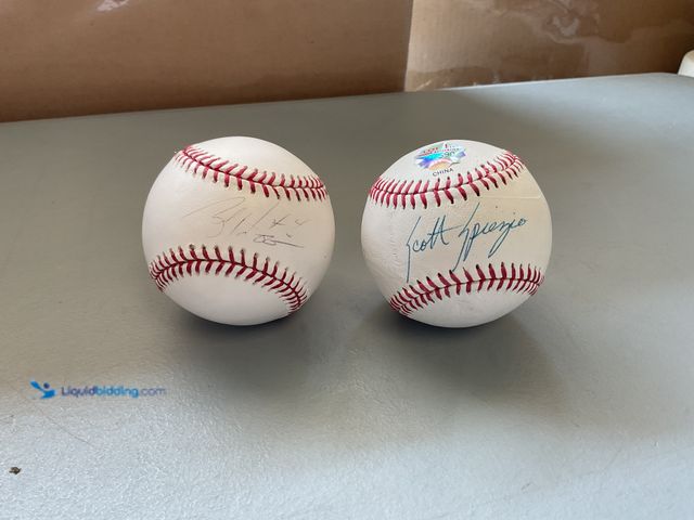 Lot 49-5341545 - LOT OF 2 SINGLE SIGNED BASEBALLS INCLUDES TIGERS GREAT BOBBY HIGGONSON AND SCOTT SPIEZIO BOTH BALLS ...