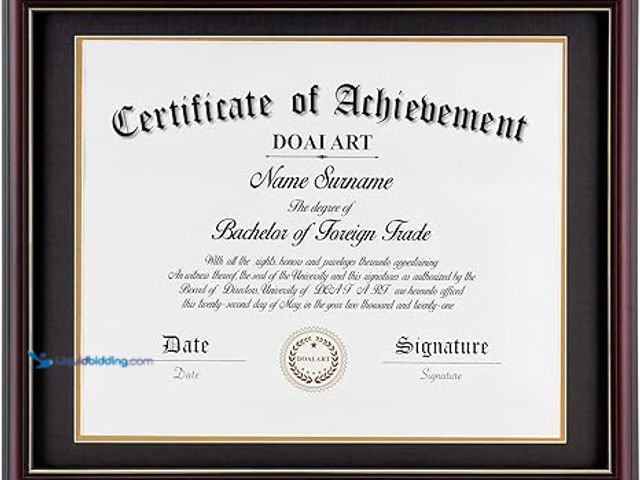 Lot 49-5448487 - DOAI ART Diploma Frame 14 x 17 with Mat Solid Wood Display Document/Certificate 16x20 without Mat an...