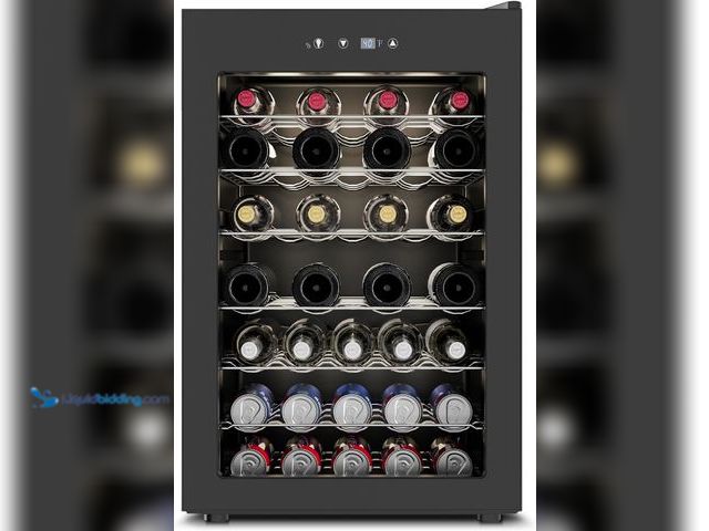 Lot 49-5485103 - Wine Cooler Refrigerator - 45 Bottle Mini Wine Fridge with Glass Door for Beer Soda Water Drink, Sma...