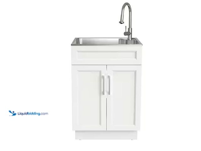 Lot 49-5555387 - Glacier Bay
24 in. Drop-In Stainless Steel Laundry Sink with Assembled Cabinet in White with Faucet...