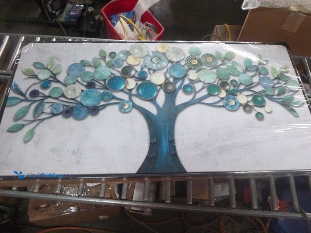 Lot 49-3466078 - CHATYOUNG Wall Art Living Room - Framed Teal Blue Tree of Life Abstract Landscape Painting Modern Le...