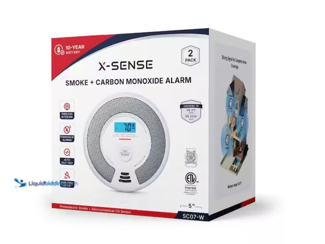 Lot 49-3613596 - X-SENSE 10-Year Battery Wireless Interconnected Smoke and CO Alarm with Display and LED Light 2 Pack...