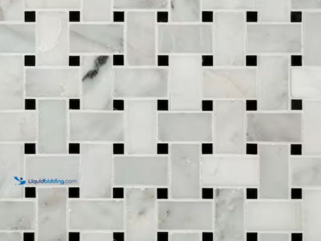 Lot 49-1623752 - APPROX (10) SQ FT of MSI Greecian White Basketweave 12 in. x 12 in. x 0.38 in. Polished Marble Mesh-...