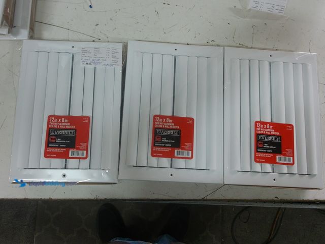 Lot 49-1632057 - Lot Of (3) Everbilt 12 in. x 8 in. 2-Way Aluminum Adjustable Curved Blade Wall/Ceiling Register in W...