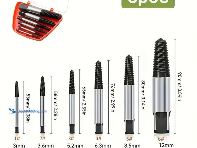 Lot 49-1816694 - New 6pcs Screw Extractor Kit - Easy to Remove Damaged Screws, Bolts and Pipes - Essential Woodworkin...