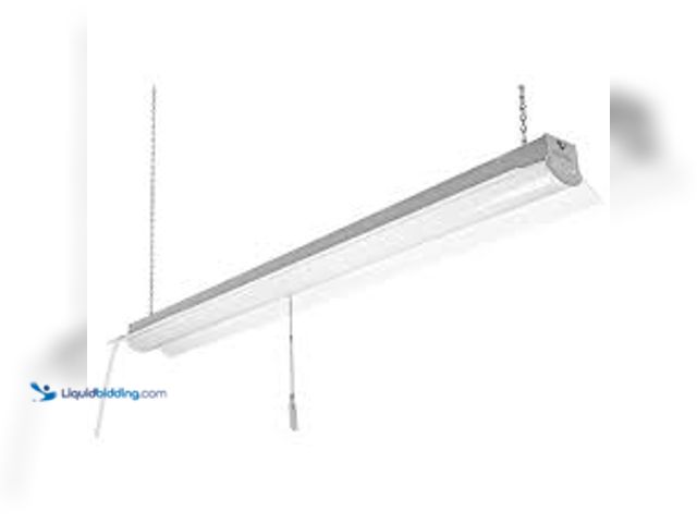 Lot 49-5479078 - Commercial Electric 4 ft. Plug-in Pull Chain Linkable Integrated LED White Shop Light Garage Light 3...