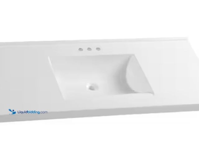 Lot 49-1550168 - Glacier Bay 49 in. W x 22 in. D Cultured Marble White Rectangular Single Sink Vanity Top in White, M...