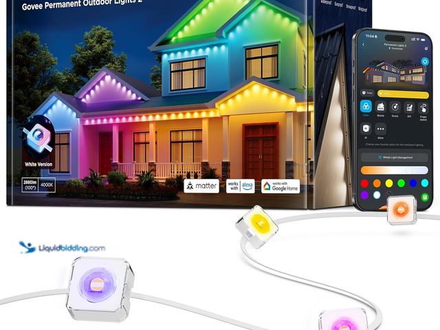 Lot 49-5488294 - Govee Permanent Outdoor Lights 2, 100ft RGBIC Outdoor Lights with 72 LED Lights, IP67 Waterproof, 10...