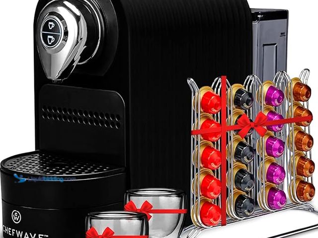 Lot 49-3430427 - ChefWave Espresso Machine and Coffee Maker (Black) - Compatible with Nespresso Capsules, Programmabl...