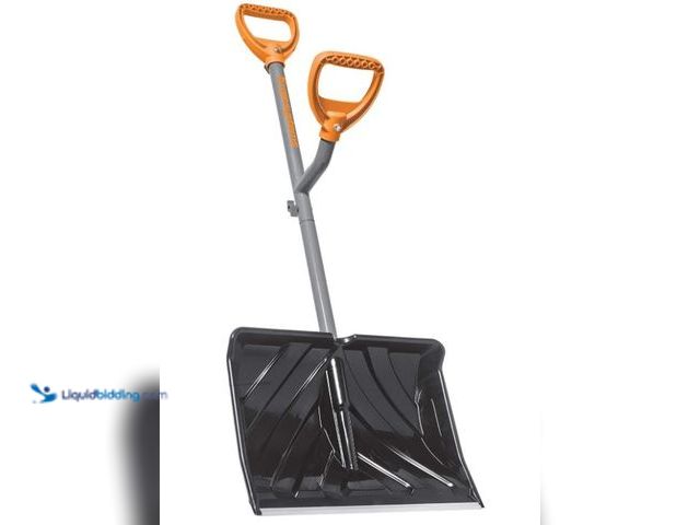 Lot 49-1549142 - ErgieShovel Ergonomic Snow Shovel, 18" Push + Scoop Blade, 34.5" Sturdy Steel Shaft, 4 lb. – Dual D-...