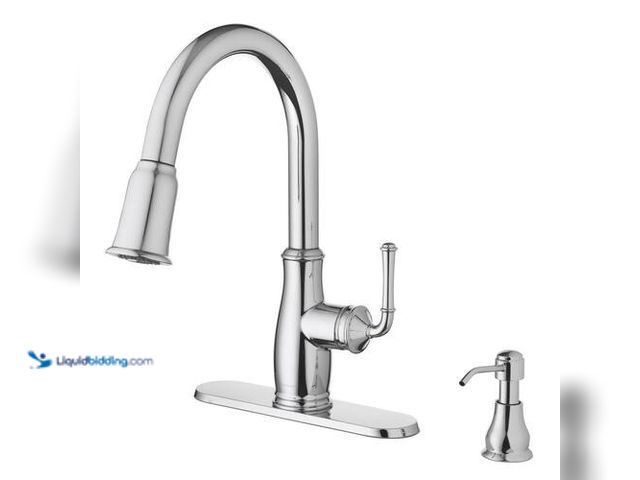 Lot 49-3616626 - Glacier Bay Kagan Chrome 15 in. H Pull Down Sprayer Kitchen Faucet with 360° Swivel Spout - New Mode...