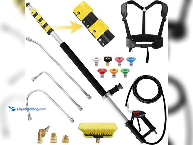 Lot 49-5572339 - JANZ 24 FT Pressure Washer Telescoping Wand with Extension Wands. Model: B09NVMZB4L. Used