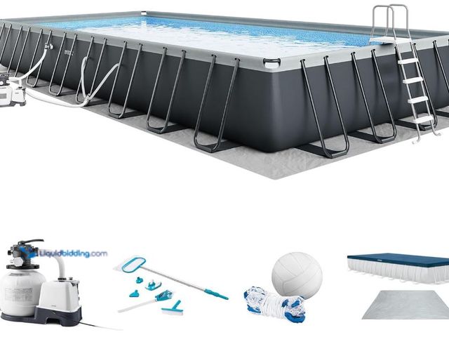 Lot 49-5551545 - INTEX 26377EH Ultra XTR Deluxe Rectangular Above Ground Swimming Pool Set, 32ft x 16ft x 52in, Inclu...