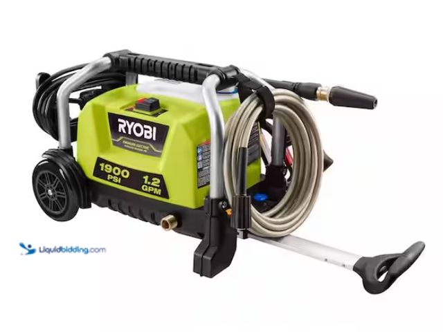 Lot 49-1550251 - RYOBI 1900 PSI 1.2 GPM Cold Water Wheeled Corded Electric Pressure Washer, Model # RY1419MT, Used, T...
