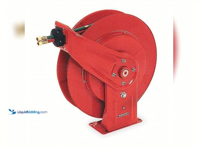 Lot 49-3472036 - REELCRAFT Welding Hose Reel: 50 ft (1/4 in I.D.), 9/16 in F UNF, 200 psi Max Op Pressure, Aluminum M...