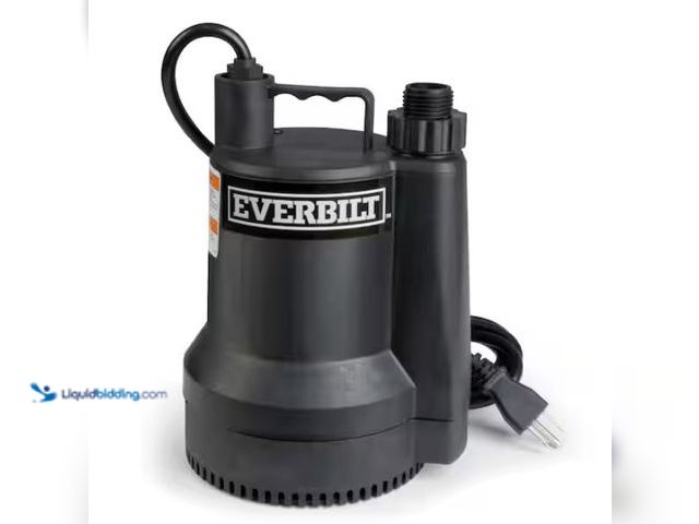 Lot 49-1550413 - Everbilt 1/6 HP Plastic Submersible Utility Pump, Model # SUP54-HD, Slightly used, Powers on.   Ref#...