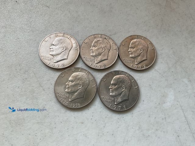 Lot 49-3609263 - LOT OF 5 “IKE’ EISENHOWER LARGE ONE DOLLAR COINS INCLUDING 1972, 1976 AND 1978