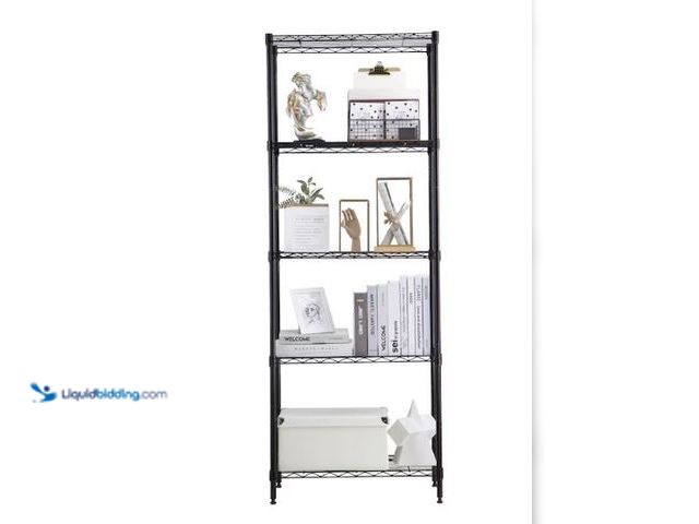 Lot 49-3472595 - MZG 5 -Tier Heavy Duty Black Metal Utility shelving unit with Ventilated Shelves ( 24-in W x 14-in D...