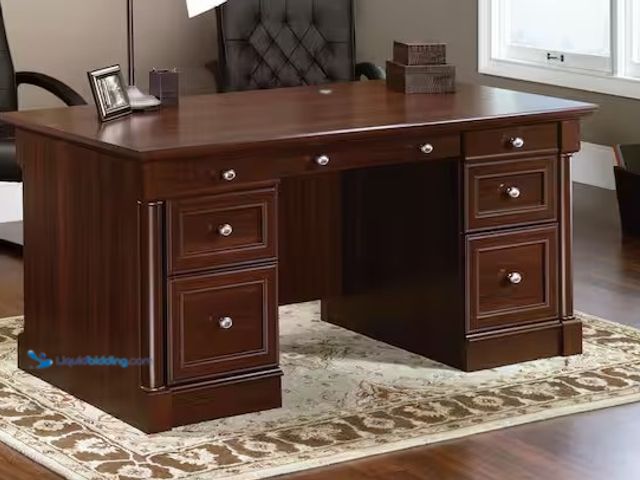 Lot 49-3639413 - Sauder Palladia Cherry Wood 7-Drawer Executive Desk, Model: 412902, Unused  Ref#WAY0928