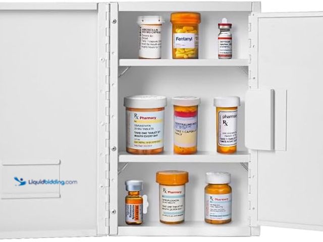 Lot 49-2025275 - Vivacomfort Large White Double Door Narcotics Cabinet, Locking Medicine Cabinet, 24” H x 16” W x 8” ...
