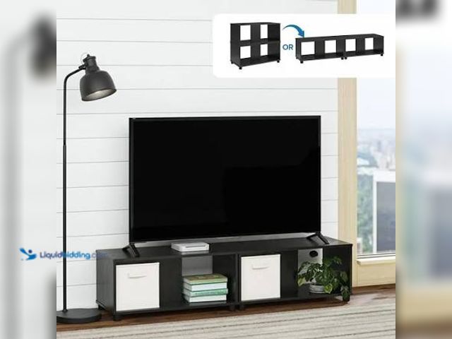 Lot 49-5581527 - Mainstays Expandable Side by Side or Stacking TV Stand for TVs up to 70 inches, BLACK, MODEL:0299868...