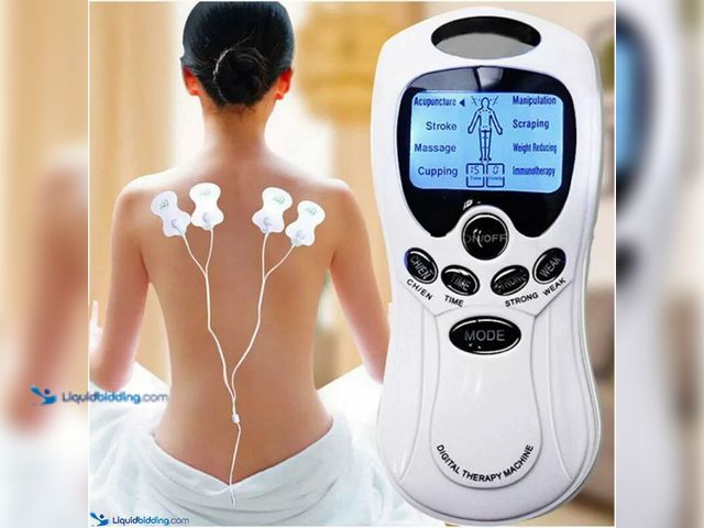 Lot 49-5388426 - Electric Stimulation Pulse Muscle Massager Tens Unit with 8 Pads - NEW - Electronic pulses stimulate...