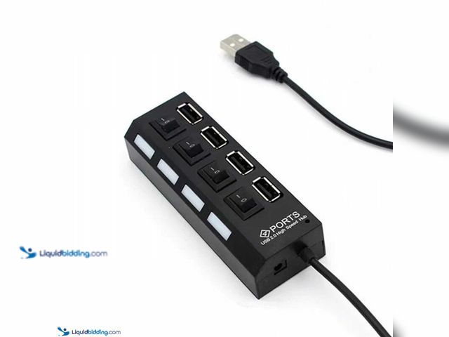 Lot 49-5388208 - 4-Port USB Splitter Hub with On/Off Switches Black - NEW - Add USB Ports anywhere you need them.  Ea...