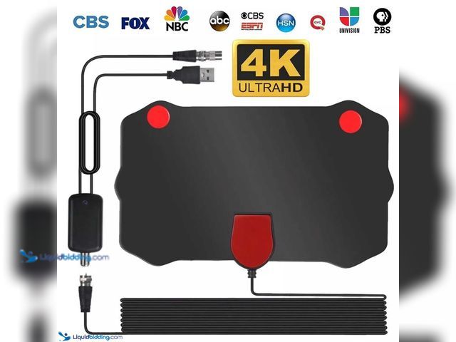 Lot 49-5388249 - Digital Indoor TV Antenna with Amplified Signal Booster 4K HD 1080P 8.66"W x 5.12"T Black - NEW - Ge...