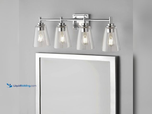 Lot 49-5464048 - Hampton Bay
Wakefield 31 in. 4-Light Chrome Modern Vanity with Clear Glass Shades Unused