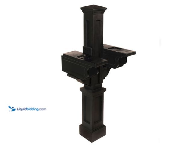 Lot 49-2006605 - Mayne 8"W x 18"D x 56"H Rockport Double Mailbox Post, Black, Model # MP5811BK, Unused, Has attachmen...