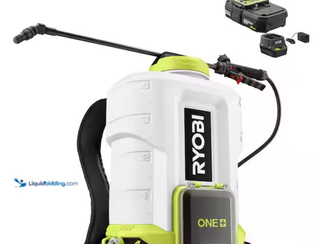 Lot 49-2000396 - RYOBI ONE+ 18V Cordless Battery 4 Gallon Backpack Chemical Sprayer with (2) 2.0 Ah Batteries and Cha...