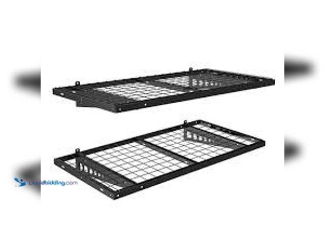 Lot 49-5415242 - FLEXIMOUNTS 24 in. x 48 in. Heavy Duty Wall Shelf with Brackets in Black. Model # BR24B-E. Unused.